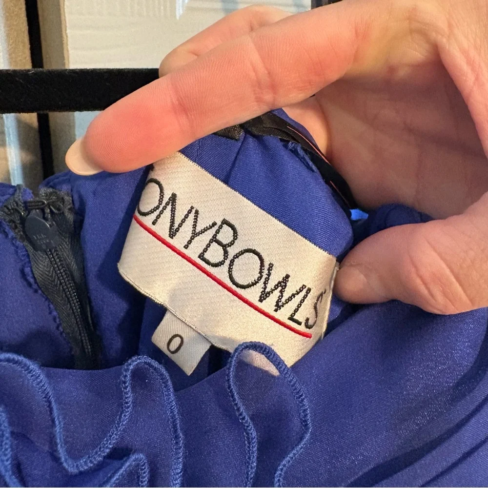 Tony Bowls Blue Ruffled Strapless Dress - Picture 4 of 4